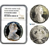 A7-048, Austria, Maria Theresia, Taler 1780 SC, Vienna Mint, Silver, Modern Restrike, NGC PF70UC, Top Pop!