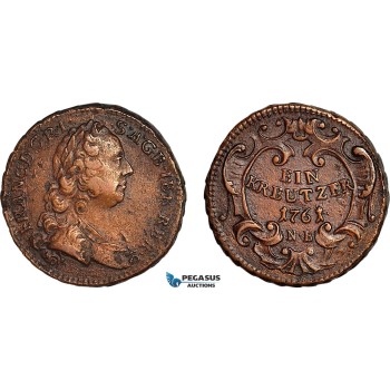 A7-049, Austria, Franz I, 1 Kreuzer 1761 NB, Nagybanya Mint, Her. 647, Conditionally Rare! VF-EF