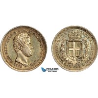 A7-345, Italy, Sardinia, Carlo Alberto, 25 Centesimi 1833 Eagle P, Turin Mint, Silver, KM# 132.1, Greenish toning, EF-UNC