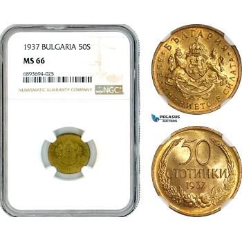 AK317, Bulgaria, Boris III, 50 Stotinki 1937, NGC MS66