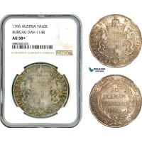 AK347, Austria, Burgau, Maria Theresia, Taler 1766, Dav-1148, Silver, NGC AU58+