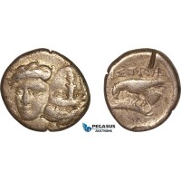 AK376, Greece, Moesia, Istros, AR Drachm (5.17g) Eagle & Dolphin, VF, test cut