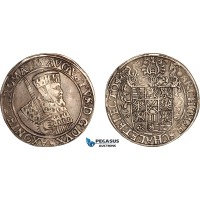 AK396, Germany, Saxony, Augustus, Taler 1556, Annaberg Mint, Silver (28.77g), Dav-9791, VF-XF