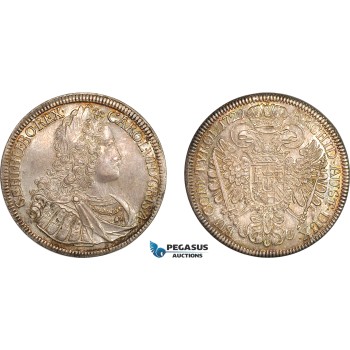 A10-16, Austria, Charles VI, Taler 1729, Hall Mint, Silver (28.92g), Dav-1054, Multicolour toning, AU-UNC