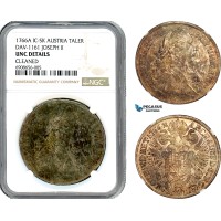 A10-23, Austria, Joseph II, Taler 1766 A  IC-SK, Vienna Mint, Silver, Dav-1161, Mottled toning, NGC UNC Details "Cleaned"