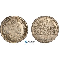 A10-435, Poland, Sigismund III, 3 Groschen (Trojak)  1589 ID, Olkusz Mint, Silver, (2.22g), Iger O.89.1.c, Light toning, VF-XF