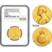 A10-721, Sweden, Gold Medal, Alfred Nobel, Nobel Committee Medal Physics & Chemistry 1985, By E. Lindberg (20g, Ø27mm) Eskilstuna Mint, Ehrensvard-21, An absolute untouched example and undergraded in our opinion! NGC MS66, Top Pop!