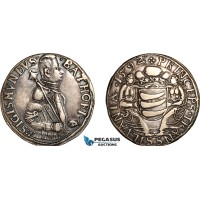 A10-730, Transylvania (Siebenbürgen), Sigismund Bathory, Taler 1592, Nagybanya (Baia Mare) Mint, Silver (28.29g), Dav-8802, Resch 101, Lightly tooled fields, Gun metal toning, VF-EF