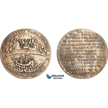 A10-736, Transylvania (Siebenbürgen) Georg Banfi von Losontz, 1/2 Medallic Taler 1709, On the death of the Imperial Governor of Transylvania (Siebenbürgen) Silver, (13.78g) Resch 108, Small mount mark, Old cabinet toning, EF, Very rare!