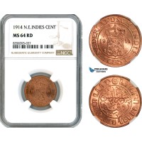 AK486, Netherlands East Indies, 1 Cent 1914, NGC MS64RD