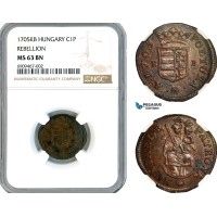 AK569, Hungary, Francis II Rakoczi, Rebellion 1 Poltura 1705 KB, Kremnitz Mint, NGC MS63BN