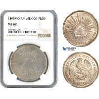 AK574, Mexico, 1 Peso 1899 MO AM, Silver, NGC MS62