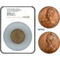 A10-267, Great Britain, George V, Bronze Medal 1911, Coronation of George V, Ø 51mm, BHM-4022, NGC MS66 BN Matte, Top Pop! 