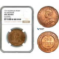 AK613, Australia, George V, 1 Penny 1919, No Mintmark, NGC UNC Det