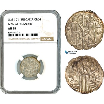 AK622, Bulgaria, Ivan Alexander, Gros ND (1331-71) Silver, NGC AU58