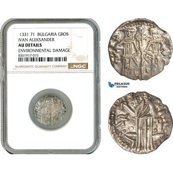 AK623, Bulgaria, Ivan Alexander, Gros ND (1331-71) Silver, NGC AU Det