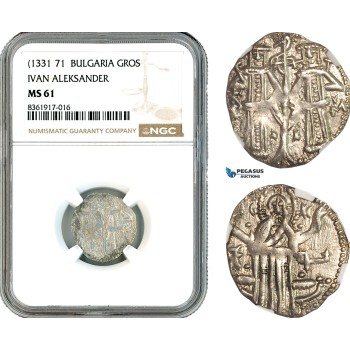 AK624, Bulgaria, Ivan Alexander, Gros ND (1331-71) Silver, NGC MS61