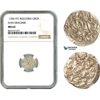 AK625, Bulgaria, Ivan Sracimir, Gros ND (1356-97) Silver, NGC MS62