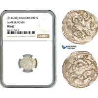 AK626, Bulgaria, Ivan Sracimir, Gros ND (1356-97) Silver, NGC MS62