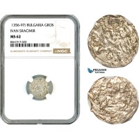 AK627, Bulgaria, Ivan Sracimir, Gros ND (1356-97) Silver, NGC MS62