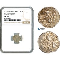 AK628, Bulgaria, Ivan Sracimir, Gros ND (1356-97) Silver, NGC AU55