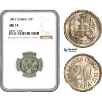 AK661, Serbia, Petar I, 20 Para 1917, NGC MS64