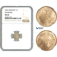 AK685, Germany, Frankfurt, 1 Kreuzer 1864, Silver, NGC MS66