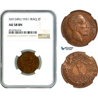 AK705, Iraq, Faisal I, 2 Fils AH1349 // 1931, London Mint, NGC AU58BN
