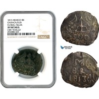 AK711, Mexico, Oaxaca, Insurgent Coinage, 8 Reales 1813, Floreal Fields, NGC XF Det