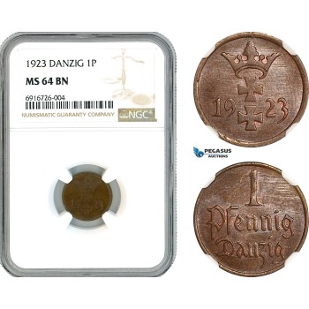 AK713, Poland, Danzig, 1 Pfennig 1923, NGC MS64BN