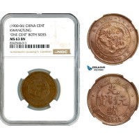 AK804, China, Kwangtung, 1 Cent ND (1900-06) "One cent" Both Sides, NGC MS63BN