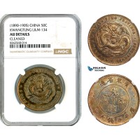 AK805, China, Kwangtung, 50 Cents ND (1890-1905), L&M-134, Silver, NGC AU Det