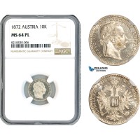 AK893, Austria, Franz Joseph, 10 Kreuzer 1872, Silver, NGC MS64PL