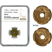 AK902, China, Kwangtung, 1 Cash ND (1909-11) Brass, NGC MS64