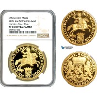 AK917, Netherlands, "Ducaton Restrike" Medal (2 oz) 2023 R, Houten Mint, Gold, KM# --, Mintage: 20 pcs, NGC PF69 Ultra Cameo