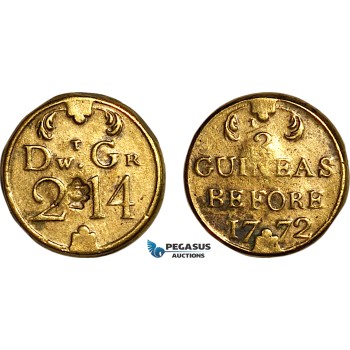 AK932, Great Britain & Ireland, George III, Monetary Weight for 1/2 Guinea, Before 1772 (4.02g), EF-