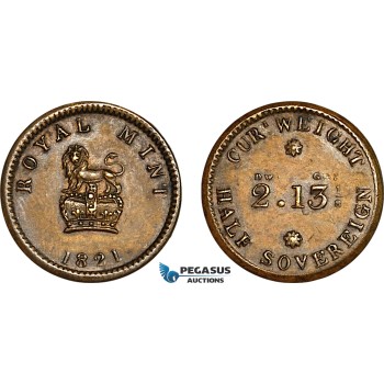AK934, Great Britain, 1821 Monetary Weight for 1/2 Sovereign (3.96g), EF