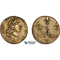 AK937, France, Louis XIV, Monetary Weight for 1/2 Pistol (3.40g), EF