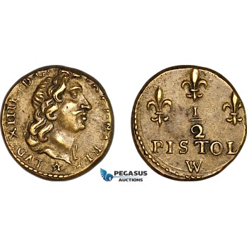 AK937, France, Louis XIV, Monetary Weight for 1/2 Pistol (3.40g), EF
