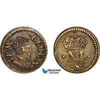 AK938, England, James, Monetary Weight for 1/2 Unite, 11 Shillings (5.04g), EF-