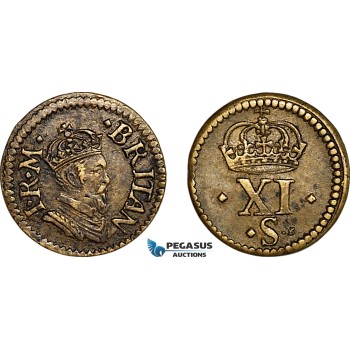 AK938, England, James, Monetary Weight for 1/2 Unite, 11 Shillings (5.04g), EF-