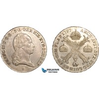 AK943, Austrian Netherlands, Franz II, Kronentaler 1797 B, Kremnitz Mint, Silver, Cleaned AU