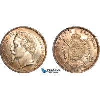 AK952, France, Napoleon III, 5 Francs 1868 BB, Strasbourg Mint, Silver, Light cleaning, AU