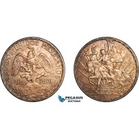 AK964, Mexico, 1 Peso 1911 "Caballito" Mexico City Mint, Silver, Light cleaning, AU