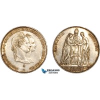AK988, Austria, Franz Joseph I, Gulden 1854 A, Vienna Mint, Silver, (Wedding) Cleaned, AU