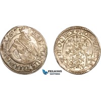 AK990, Denmark, Christian IV, 1 Mark 1617, Copenhagen Mint, Silver, XF-AU