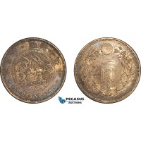 AK994, Japan, Meiji, Yen Yr. 15 (1882), Osaka Mint, Silver, Dark toning, AU (ex. Proof)