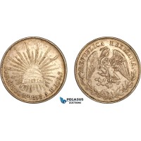 AK997, Mexico, 1 Peso 1898 MO AM, Mexico City Mint, Silver, AU