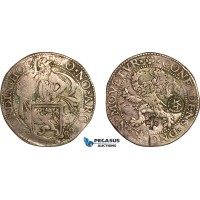 AK998, Netherlands, Holland, Lion Daalder (Taler) 1589, C/S (Hexagram & Fleur de Lis), Silver (26.78g) Possible for use in the Middle East, Light deposits, XF, Very Rare! *Ex. Schulman Auction 368, Lot: 673.