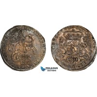 AK999, Netherlands, Overijssel, Ducaton "Silver Rider" 1734, Silver (31.89g) Saltwater damage, AU